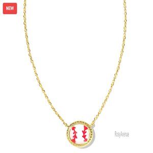 14k Gold Plated Baseball Pendant Necklace, 19" Chain, Mother of Pearl